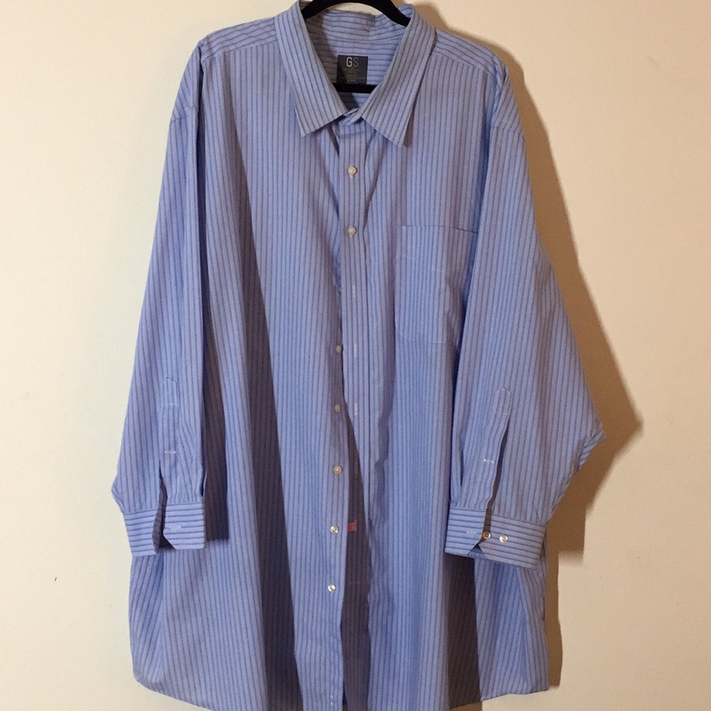 GS Blue Dress Shirt Classic Fit Button Down Long Sleeve